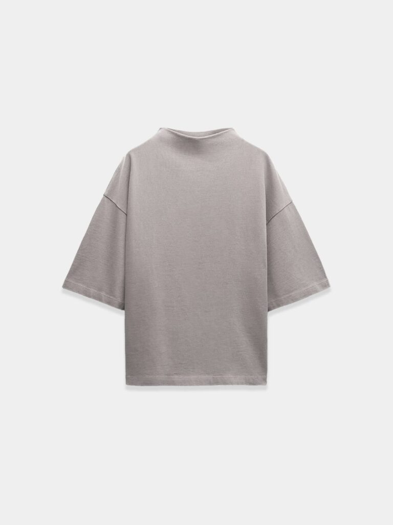 Dark Grey Cozy Chic 3/4 Sleeve Relaxed Cotton Tee