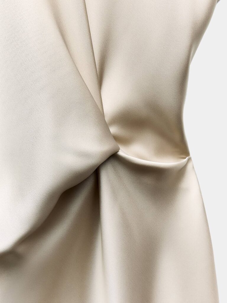 Beige satin midi dress