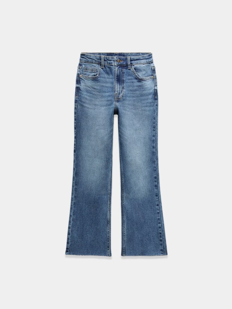 Blue Mid Rise Flared Jeans