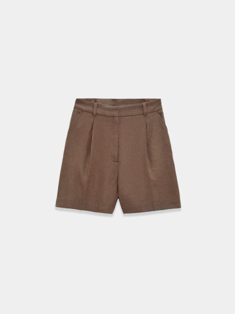 Brown high waisted linen short