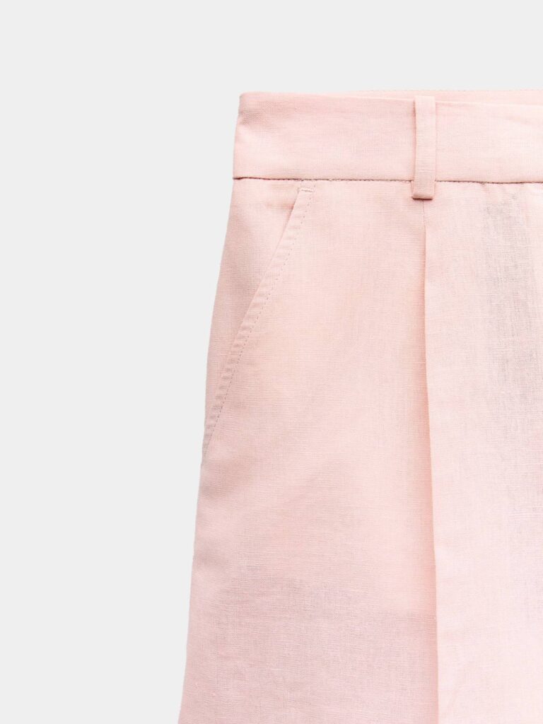 Green high waist linen short